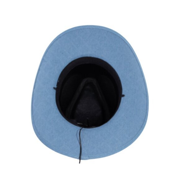 Rhinestone‎ Diamond Pattern Denim Cowboy Fedora Hat Bling - Picture 4 of 5